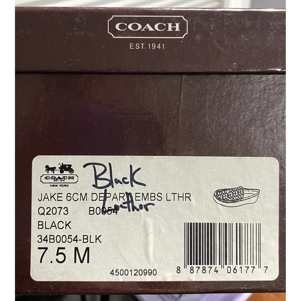 Coach Black‎ Leather Jake 6CM Men's Driving Loafer Shoes Signature C 7.5 M EUC
